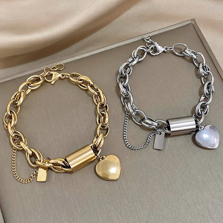 Yasminea™ | Bracelet chunky en or blanc