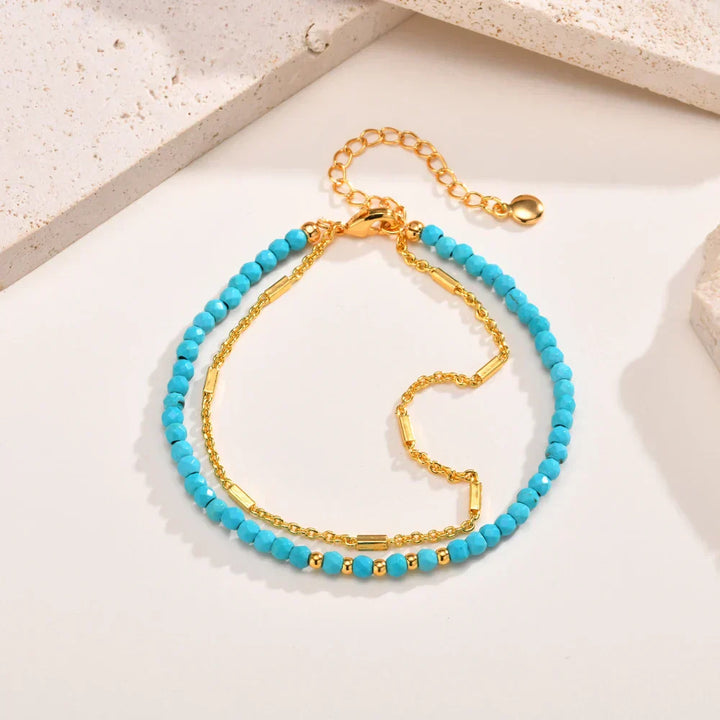 Iridessa™ | Bracelet doré à maillons doubles avec turquoise
