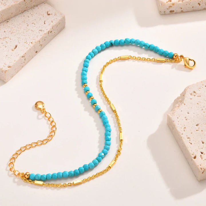 Iridessa™ | Bracelet doré à maillons doubles avec turquoise