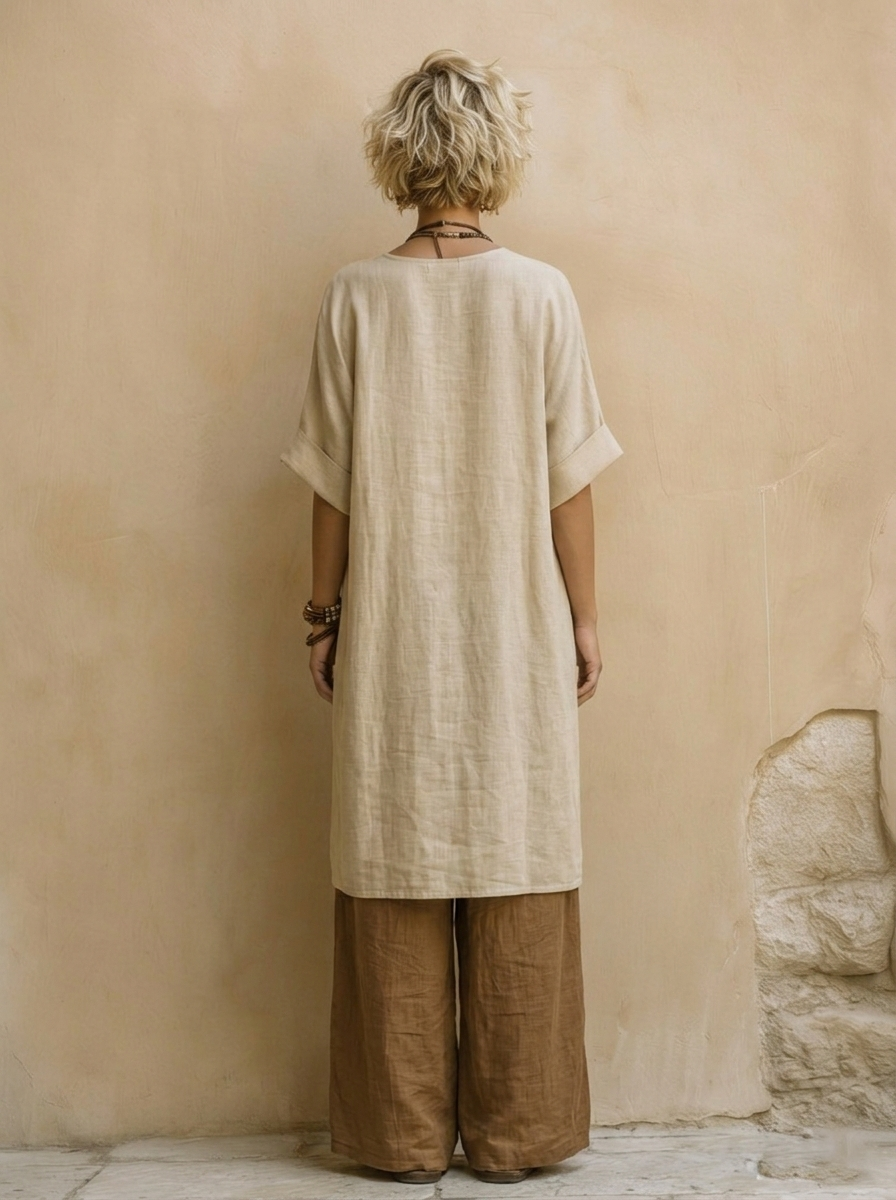 Giulia - Ensemble de Trois Pièces Bohème Nomade Gris Foncé et Brun avec Motif Tribal