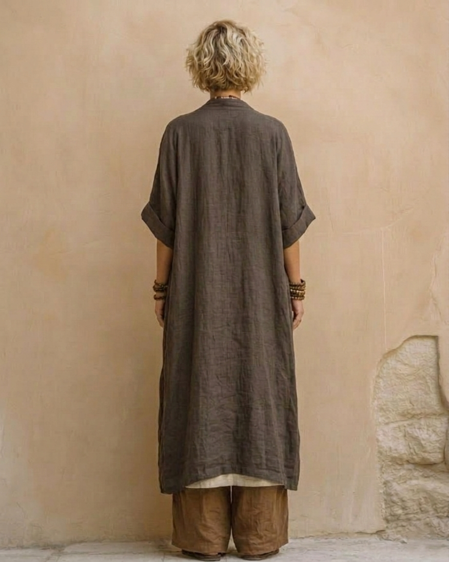 Giulia - Ensemble de Trois Pièces Bohème Nomade Gris Foncé et Brun avec Motif Tribal