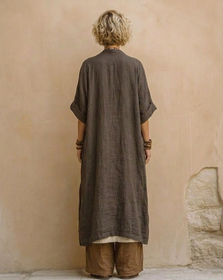 Giulia - Ensemble de Trois Pièces Bohème Nomade Gris Foncé et Brun avec Motif Tribal