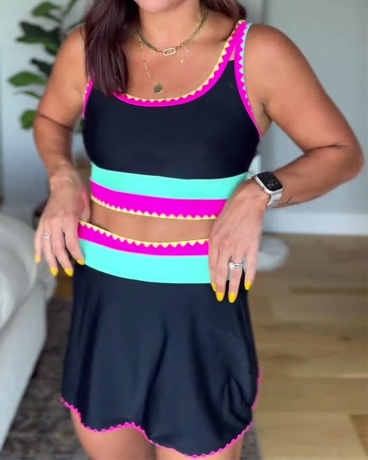 Myra™ | élégant maillot de bain trois pièces en blocs de couleur