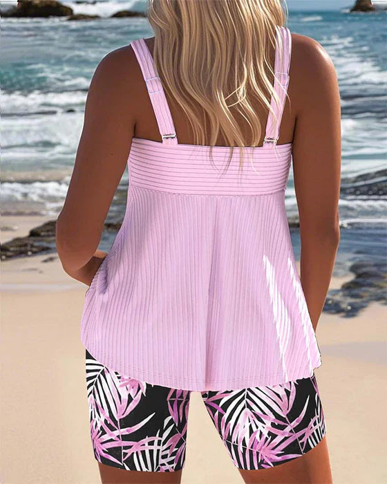 Daphne | Short de Tankini à Rayures Brillantes