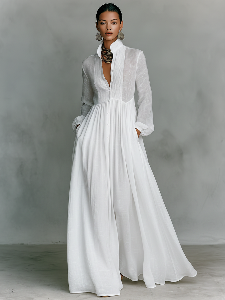 Robe Maxi en Patchwork Col Montant