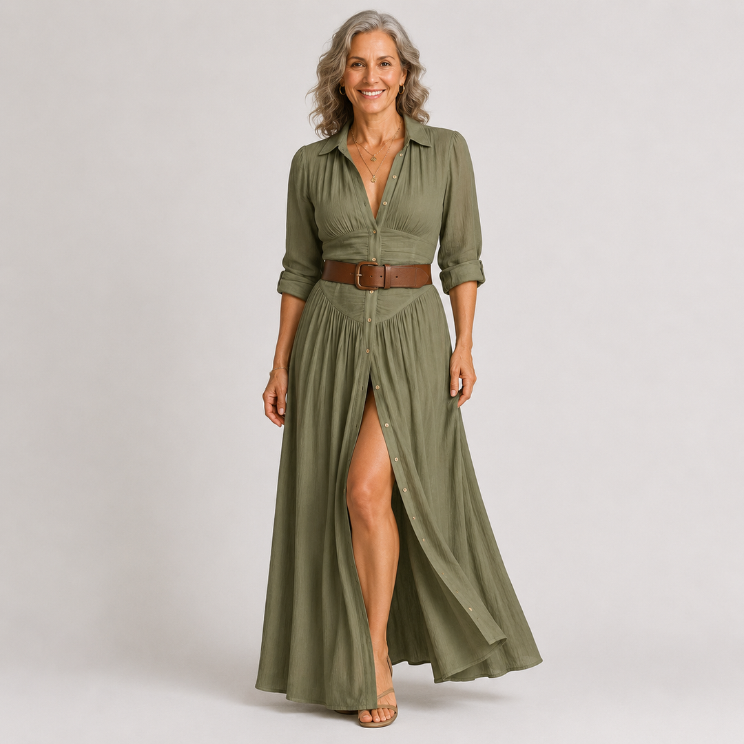 Lelivilia™ | Robe Maxi Longue avec Col Noté