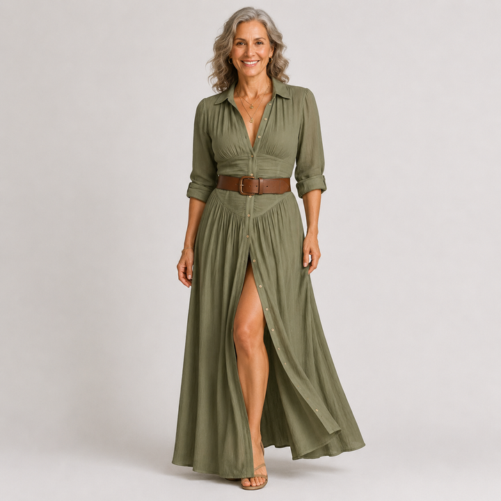 Lelivilia™ | Robe Maxi Longue avec Col Noté