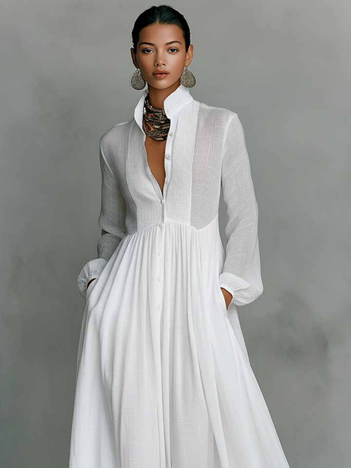 Robe Maxi en Patchwork Col Montant