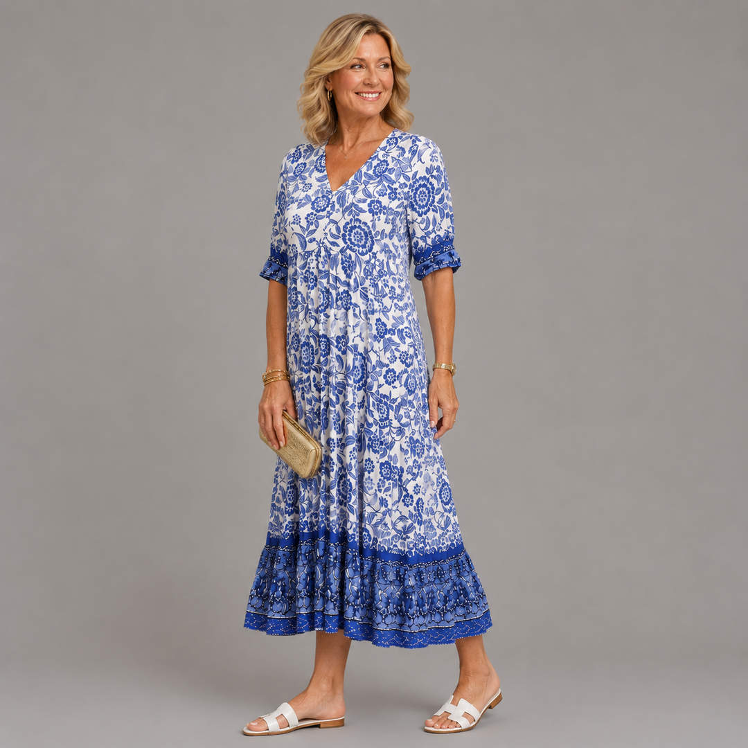 Keisha | Robe Florale V-Neck Élégante