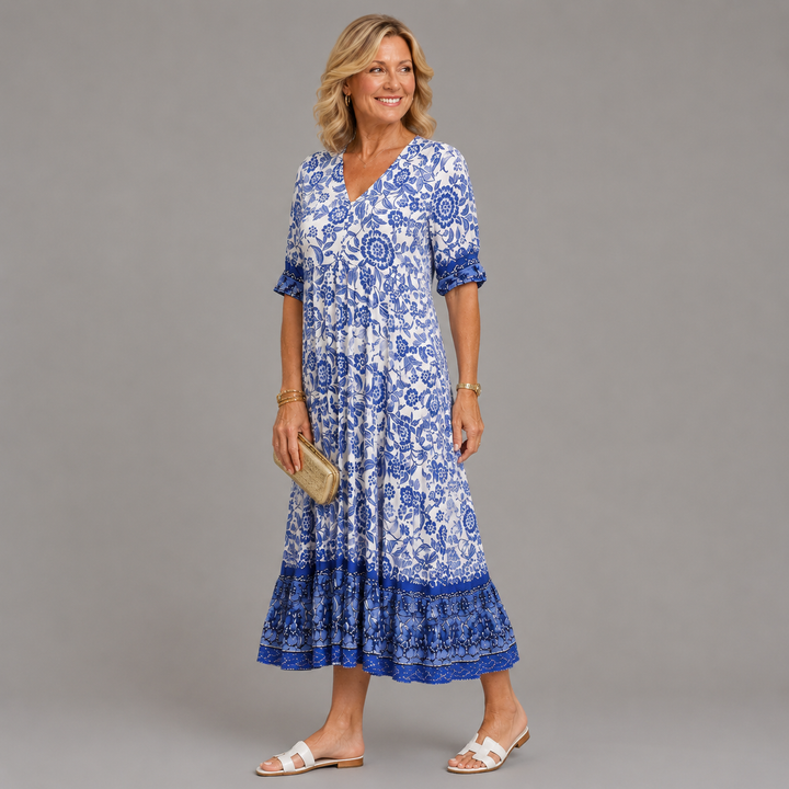 Keisha | Robe Florale V-Neck Élégante