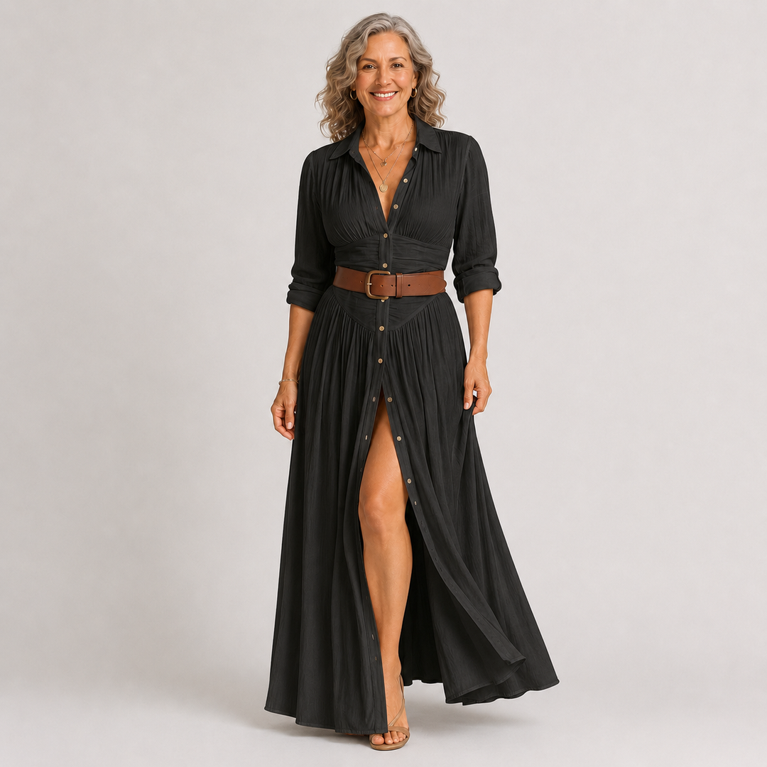Lelivilia™ | Robe Maxi Longue avec Col Noté