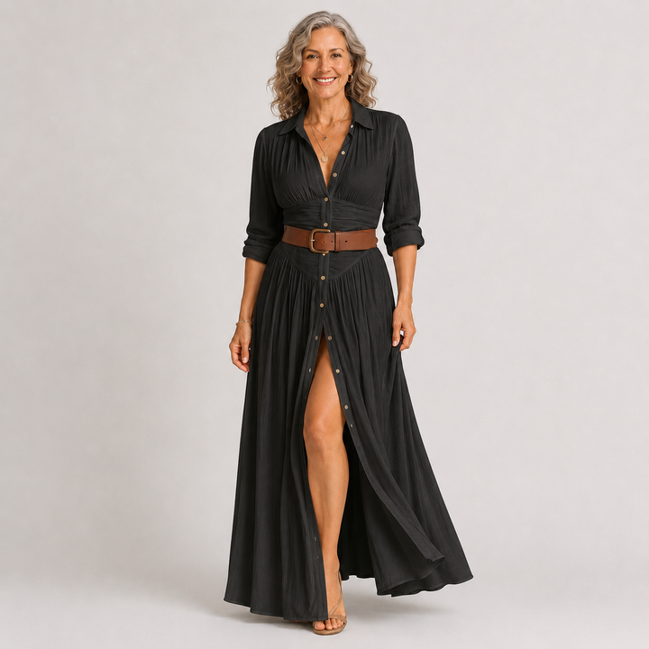 Lelivilia™ | Robe Maxi Longue avec Col Noté