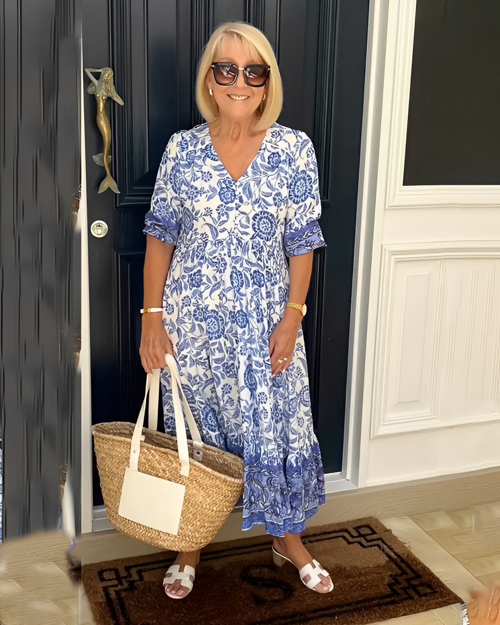 Keisha | Robe Florale V-Neck Élégante