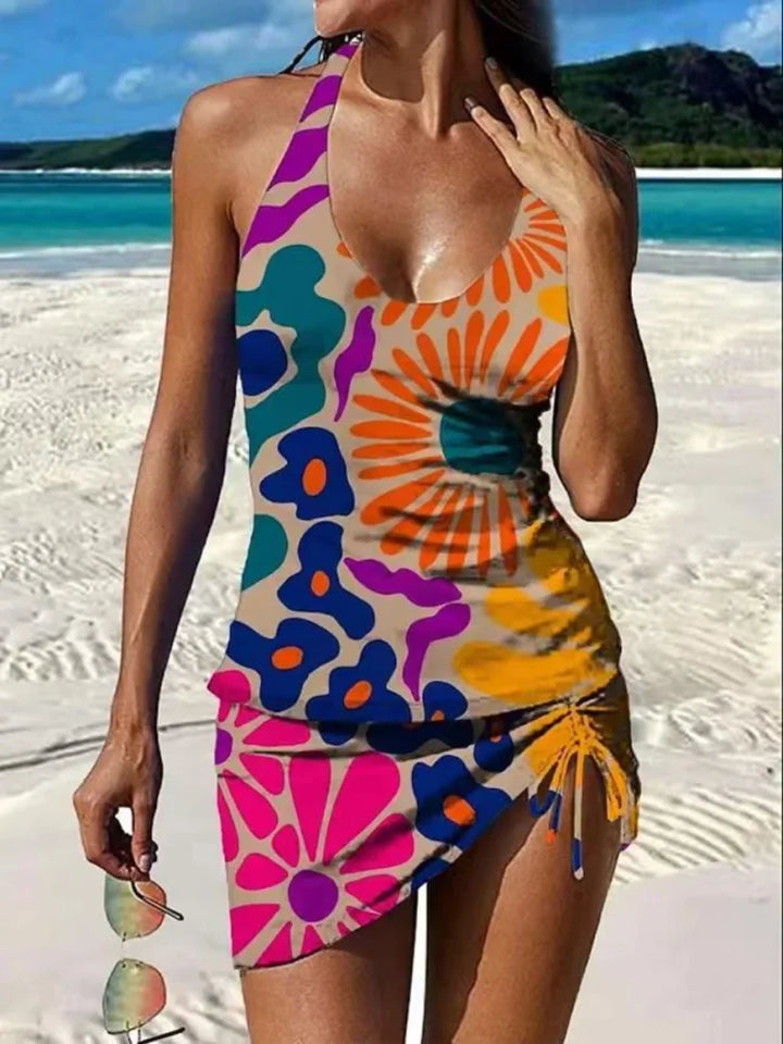 Fiesta – Tankini à fleurs graphiques avec short, effet ventre plat