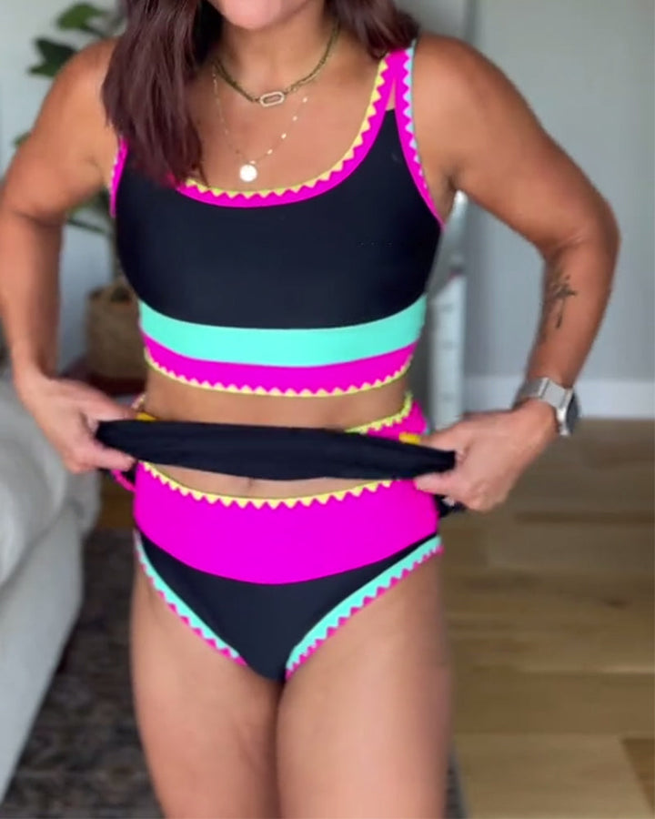 Myra | Maillot de bain élégant en trois pièces avec blocs de couleur