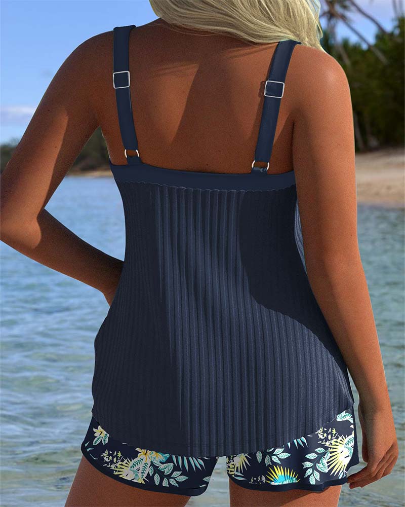 Laluna® | Tankini Rayé avec Short de Plage à Deux Pièces