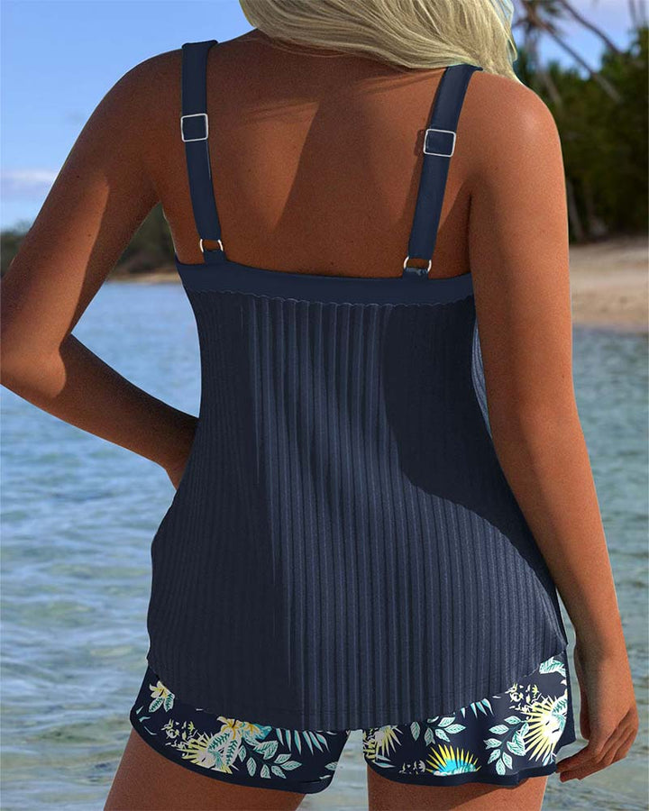 Laluna® | Tankini Rayé avec Short de Plage à Deux Pièces