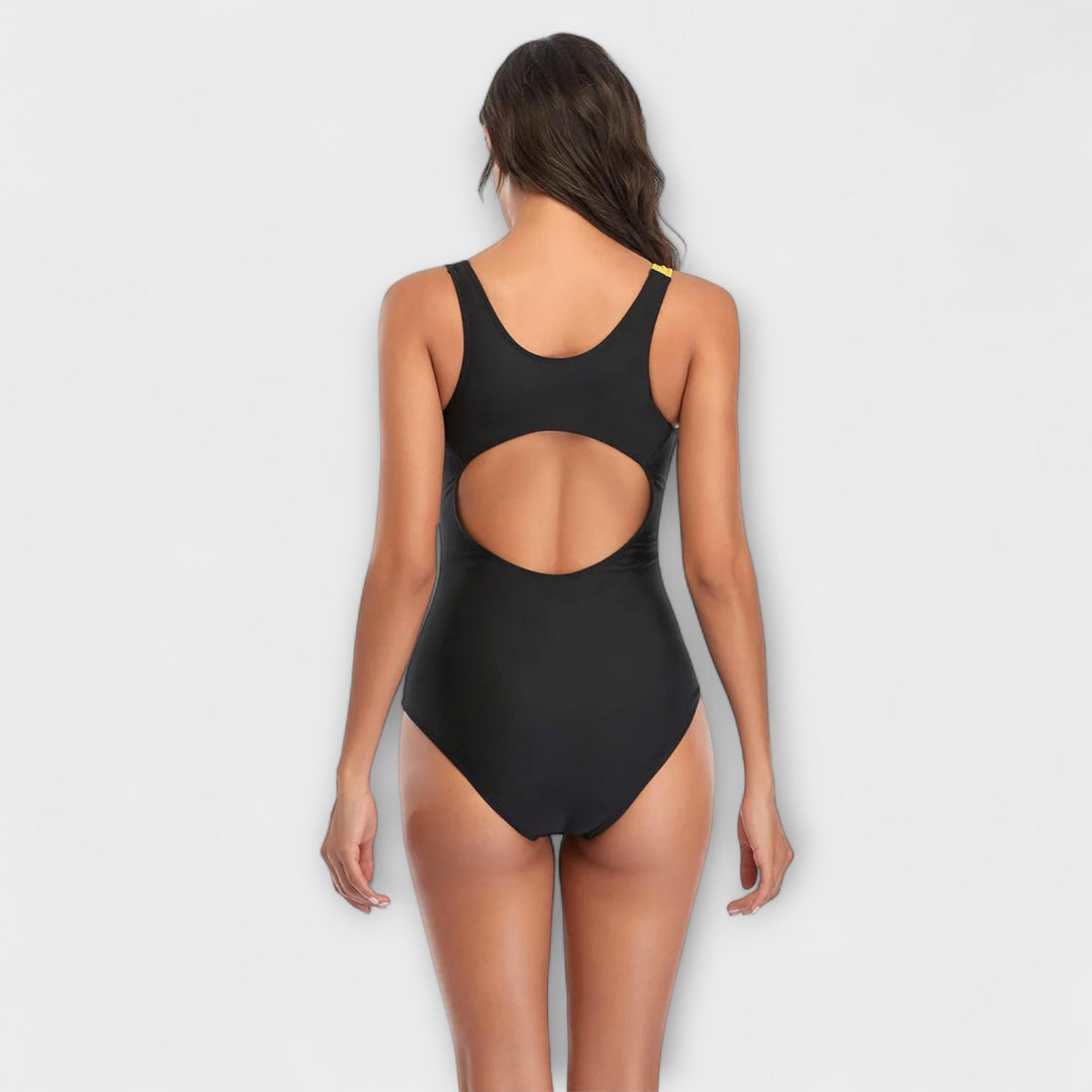 Maillot de Bain Une Pièce Sportif avec Découpe dans le Dos