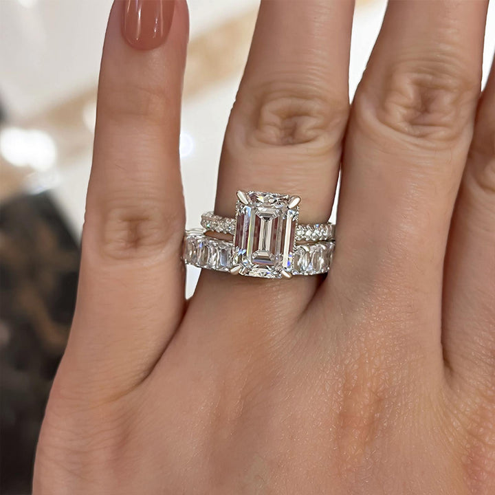 Émeraude™ | Ensemble de bagues de mariage taille émeraude
