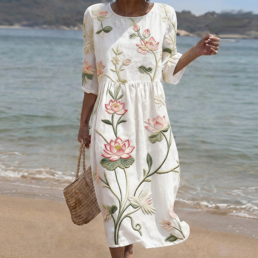 Ariana - Robe avec Imprimé de Plantes et de Fleurs