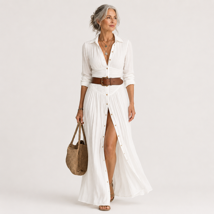 Lelivilia™ | Robe Maxi Longue avec Col Noté