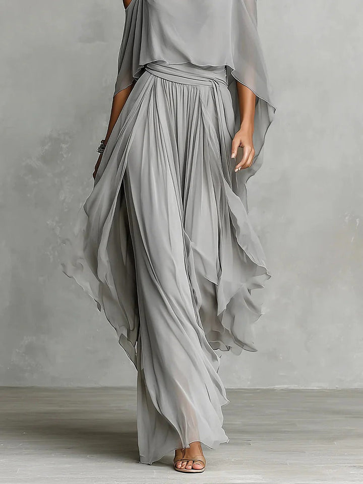 Isabela | Ensemble fluide gris avec top à bretelles et pantalon léger