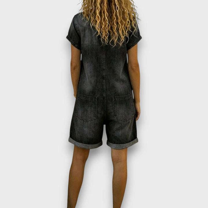 Joan™ | Salopette courte en effet denim