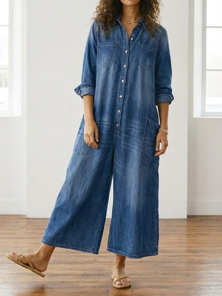 Diana™ | Combinaison en denim vintage à boutons
