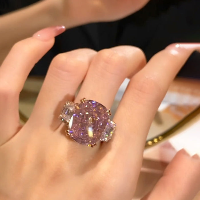 Rosa™ | Bague de fiançailles 3 pierres radiant rose