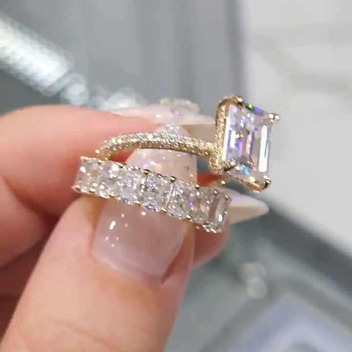 Émeraude™ | Ensemble de bagues de mariage taille émeraude