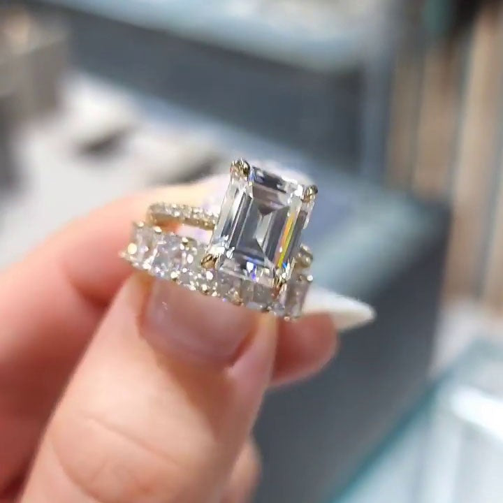 Émeraude™ | Ensemble de bagues de mariage taille émeraude