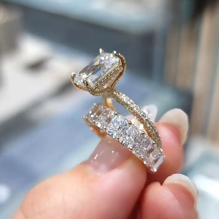 Émeraude™ | Ensemble de bagues de mariage taille émeraude