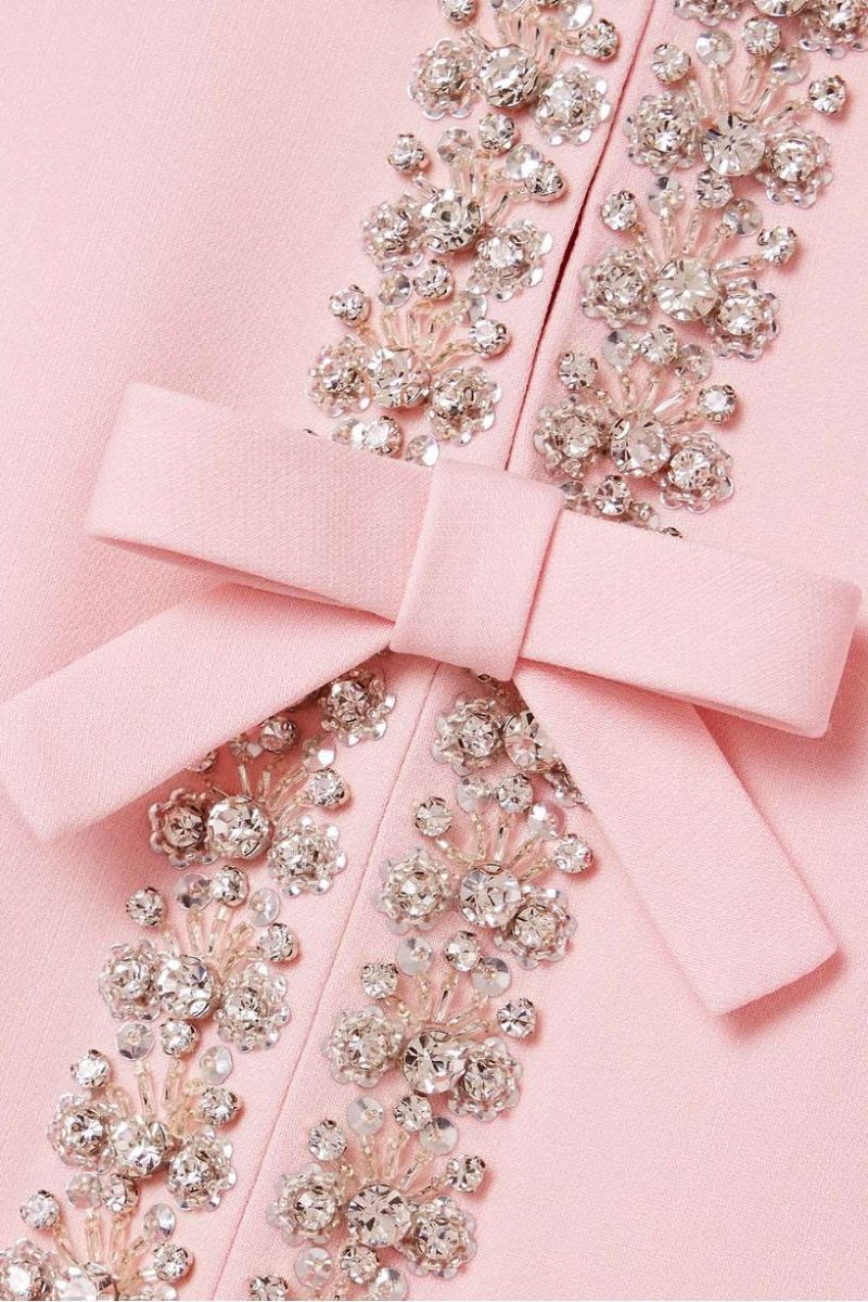 Robe midi Zoe avec nœud et décorations en cristal