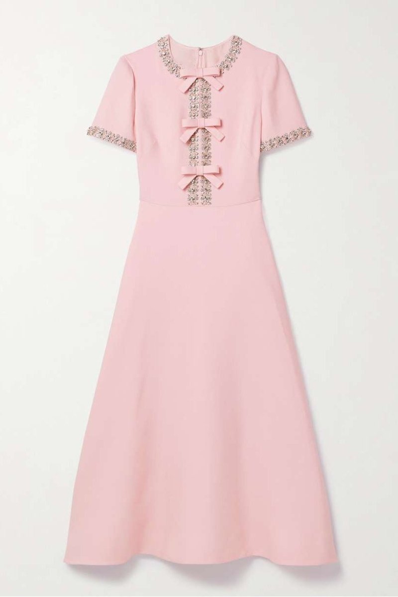 Robe midi Zoe avec nœud et décorations en cristal