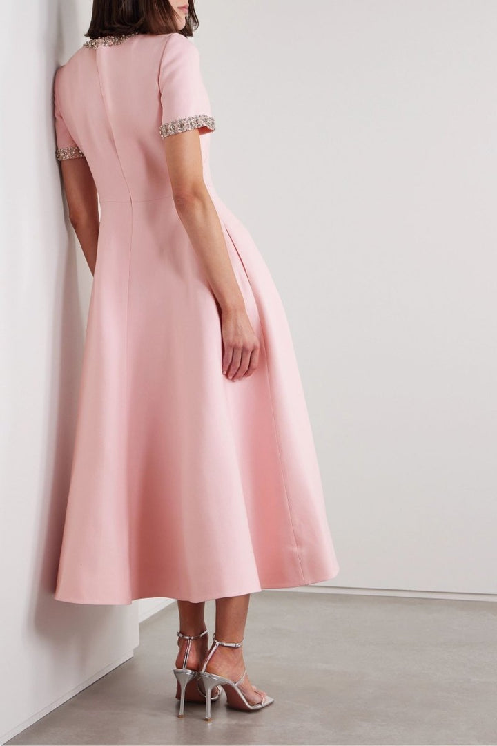 Robe midi Zoe avec nœud et décorations en cristal